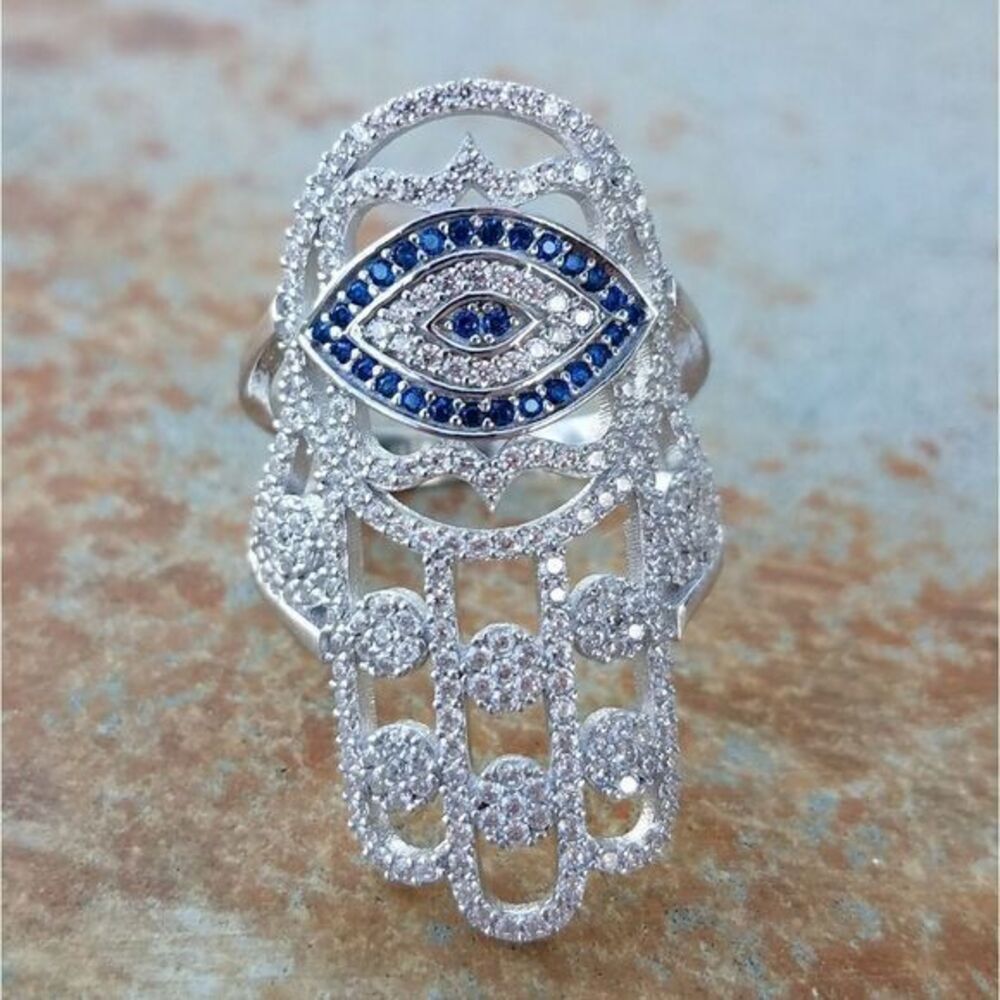 14k white gold plated Chamseh Hand Ring